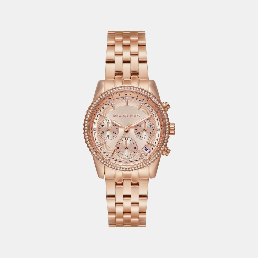 Michael Kors Runway MK7531 Gold-Tone Baguette Bezel Women&