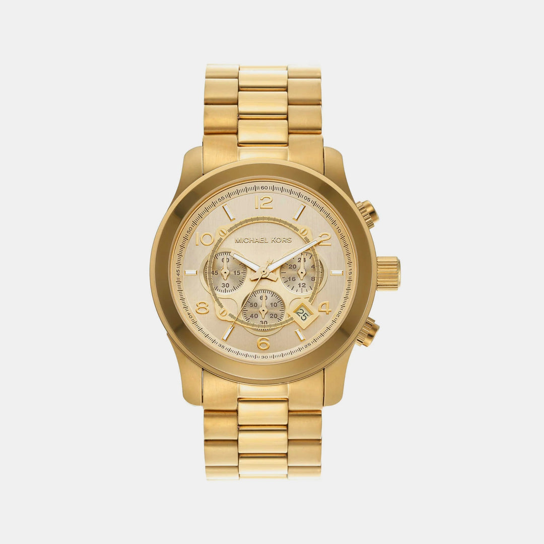 Michael Kors MK9074 Runway Dial Black Leather Men&