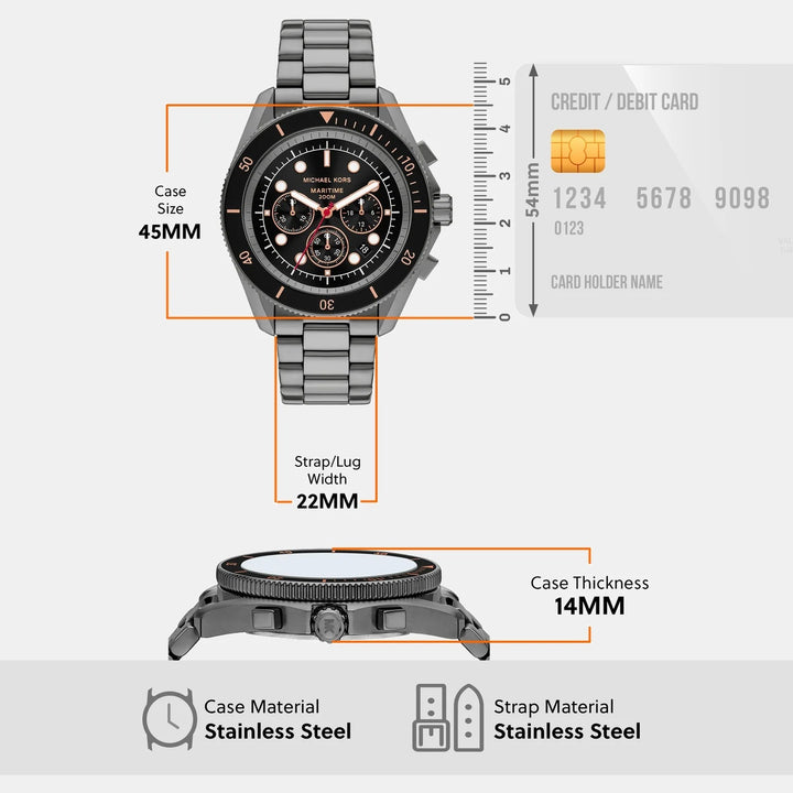 Michael Kors Maritime MK9204 Smoke Stainless Steel Men&