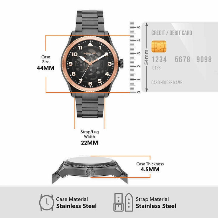 Michael Kors Panorama MK9219 Black Dial Silver-Tone Men&