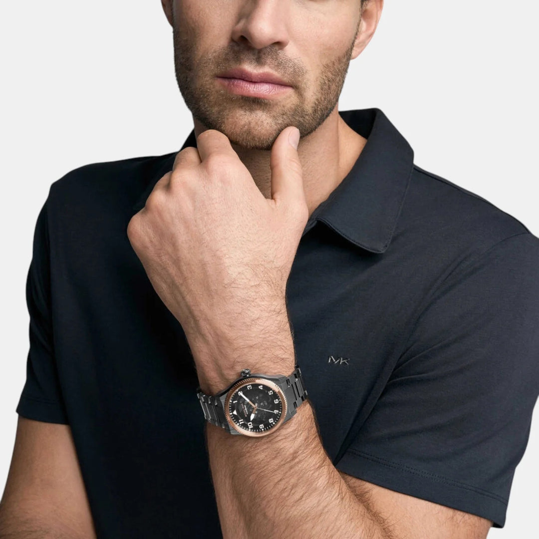 Michael Kors Panorama MK9219 Black Dial Silver-Tone Men&
