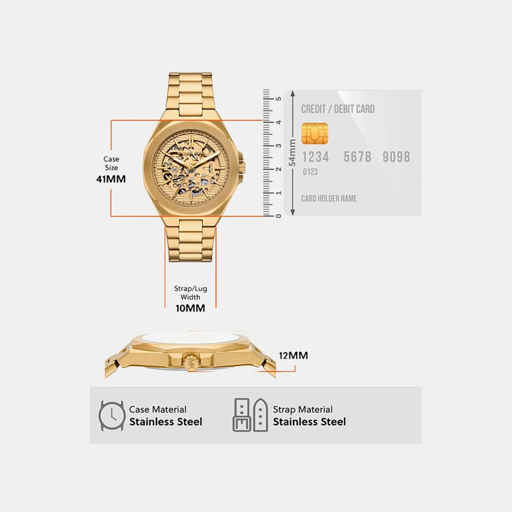 Michael Kors CALLUM MKO1241 Automatic Gold Dial Analog Stainless Steel Watch