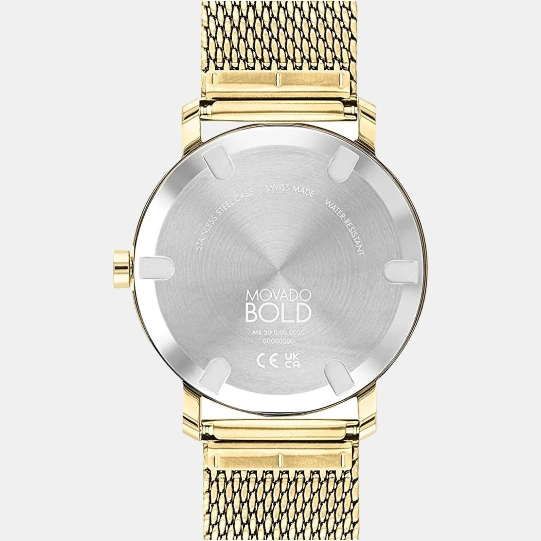 Movado Bold Evolution 3600791 Men’s Gold Dial Gold Mesh Bracelet Quartz Watch - 3600791