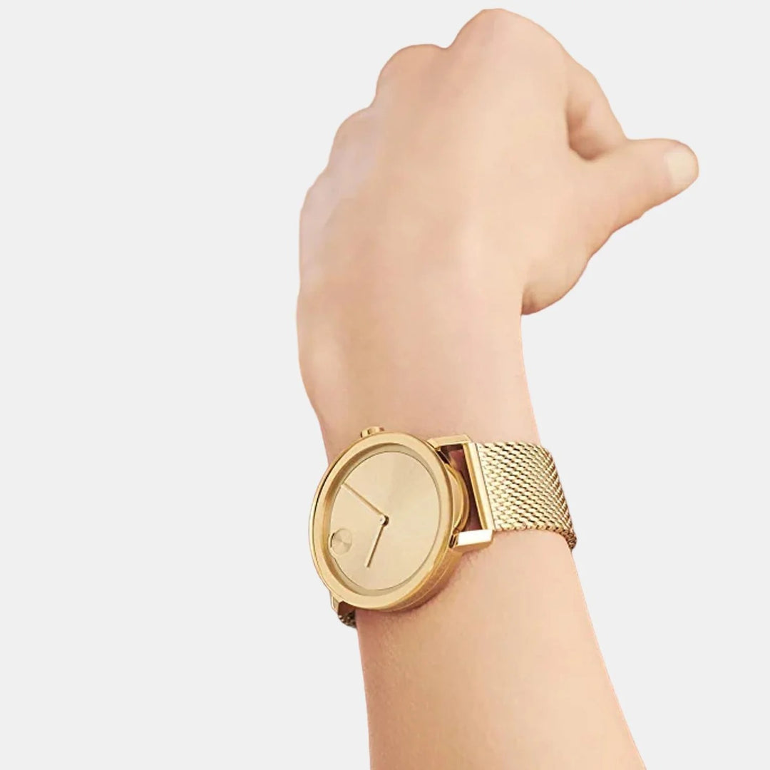 Movado Bold Evolution 3600791 Men’s Gold Dial Gold Mesh Bracelet Quartz Watch - 3600791