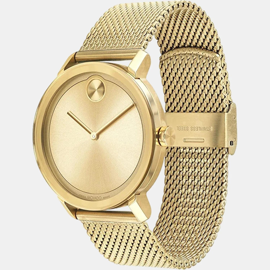 Movado Bold Evolution 3600791 Men’s Gold Dial Gold Mesh Bracelet Quartz Watch - 3600791