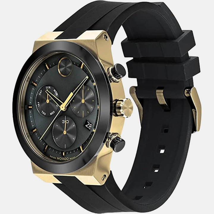 Movado Bold Fusion 3600855 Men’s Black Dial Black Silicone Strap Quartz Chronograph Watch - 3600855