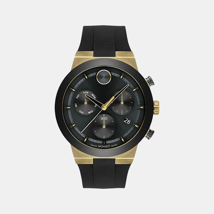 Movado Bold Fusion 3600855 Men’s Black Dial Black Silicone Strap Quartz Chronograph Watch - 3600855