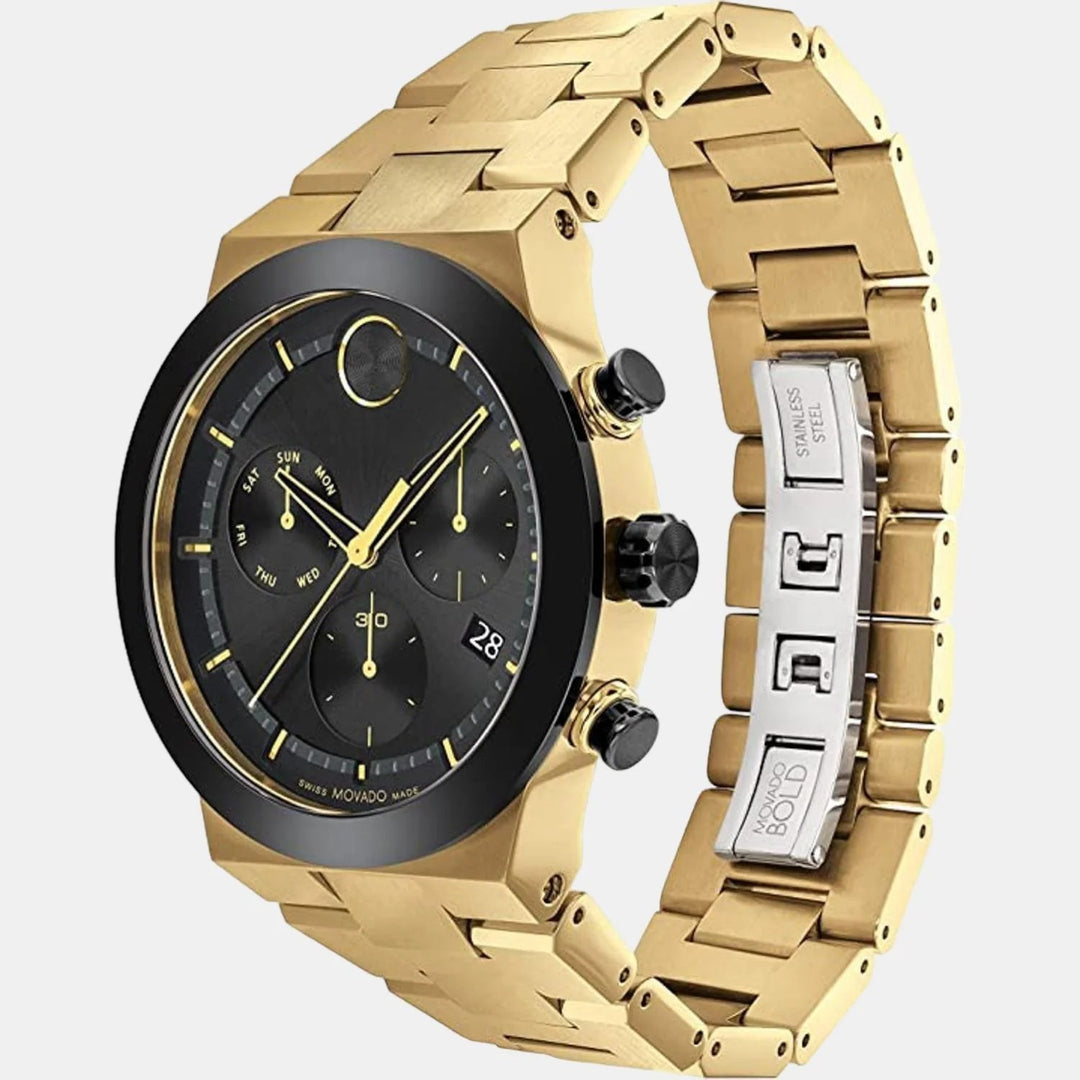 Movado Bold Fusion 3600858 Men’s Black Dial Gold-Tone Stainless Steel Bracelet Quartz Chronograph Watch - 3600858