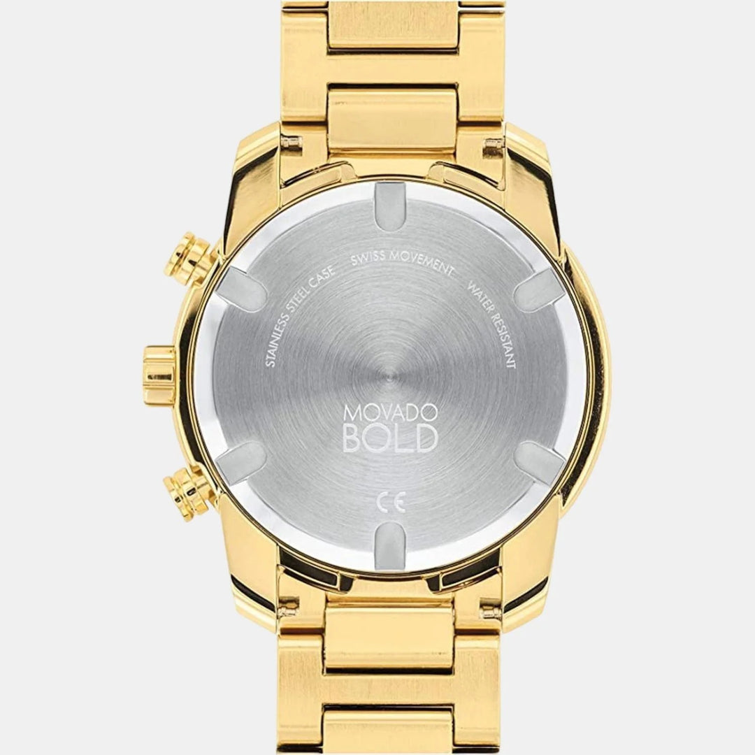 Movado Bold Verso 3600866 Men’s Gold Dial Silver Stainless Steel Bracelet Quartz Chronograph Tachymeter Watch - 3600866