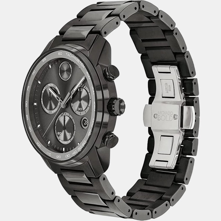 Movado Bold Verso 3600867 Men’s Grey Dial Gunmetal Stainless Steel Bracelet Quartz Chronograph Tachymeter Watch - 3600867