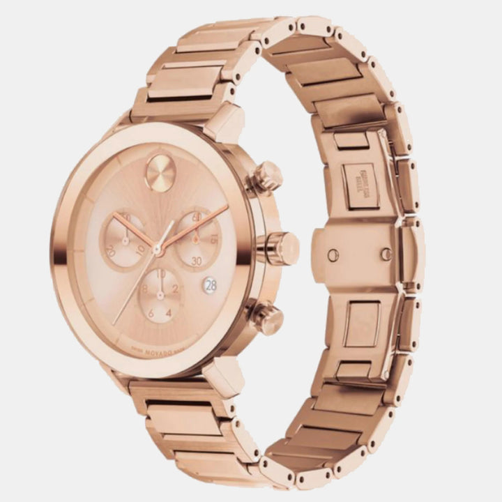 Movado Bold Evolution 3600886 Women’s Rose Gold Dial Stainless Steel Bracelet Quartz Chronograph Watch - 3600886
