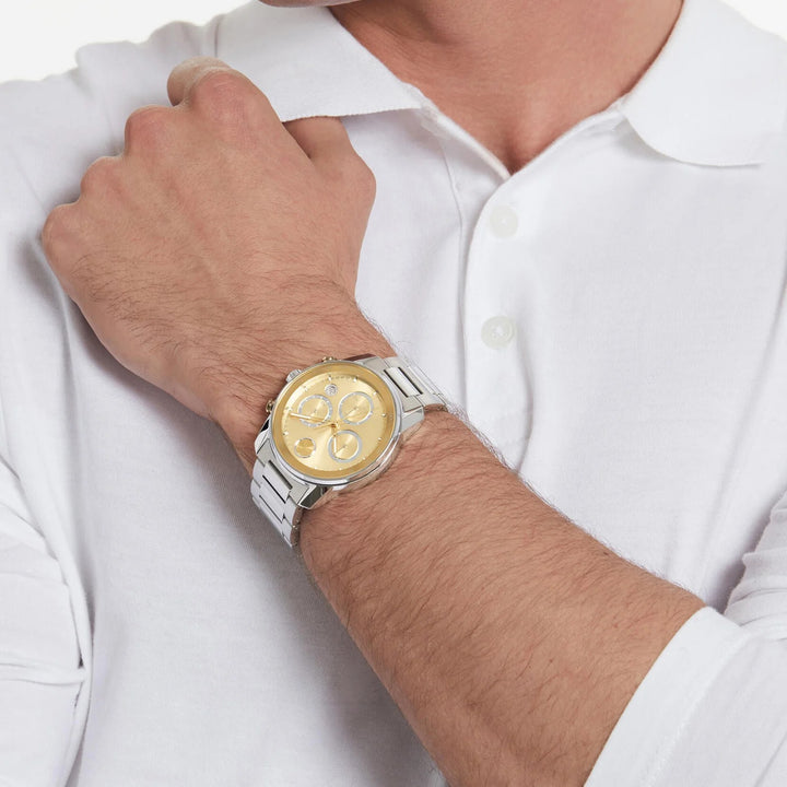 Movado Bold Verso 3600907 Men’s Gold Dial Stainless Steel Bracelet Quartz Chronograph Watch - 3600907