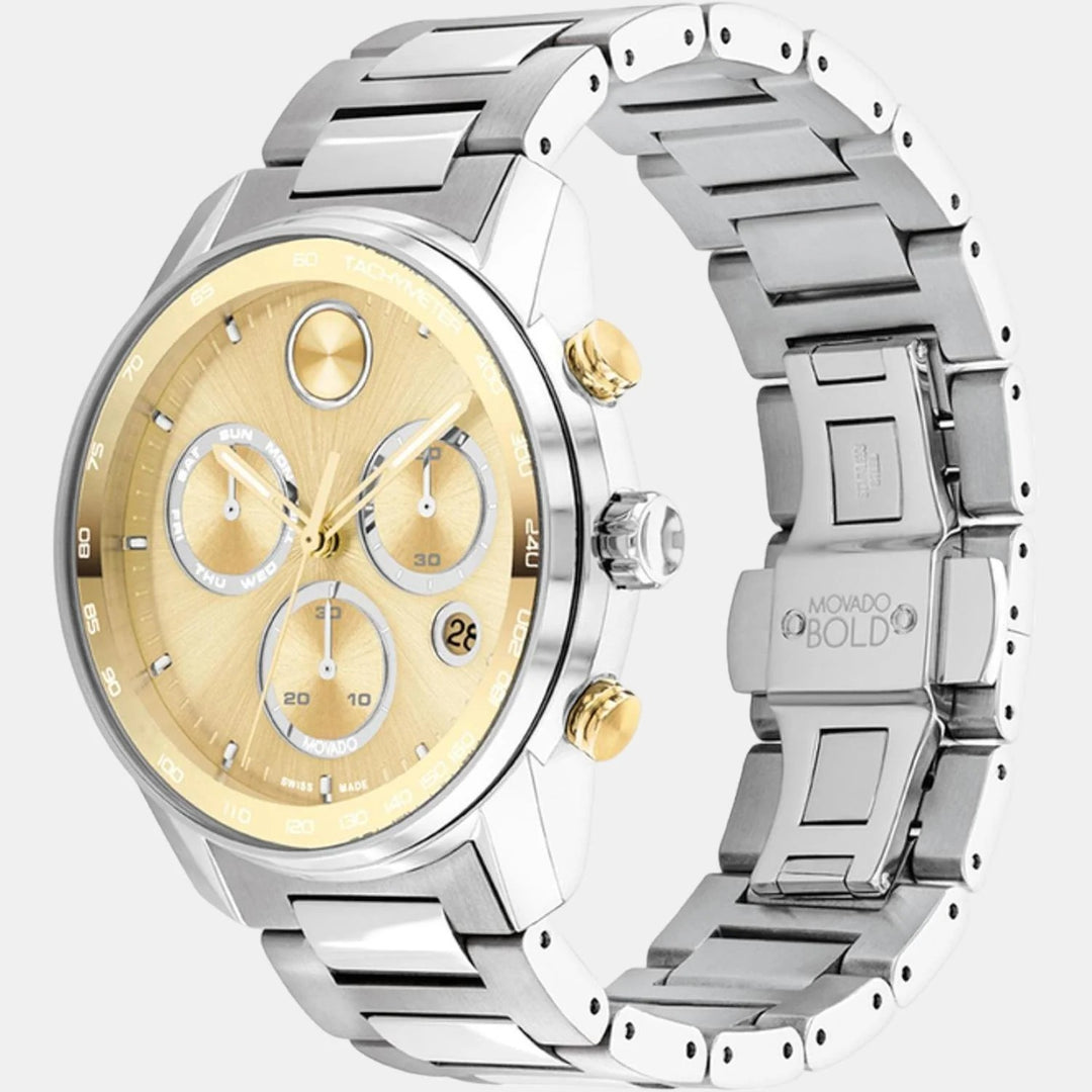 Movado Bold Verso 3600907 Men’s Gold Dial Stainless Steel Bracelet Quartz Chronograph Watch - 3600907
