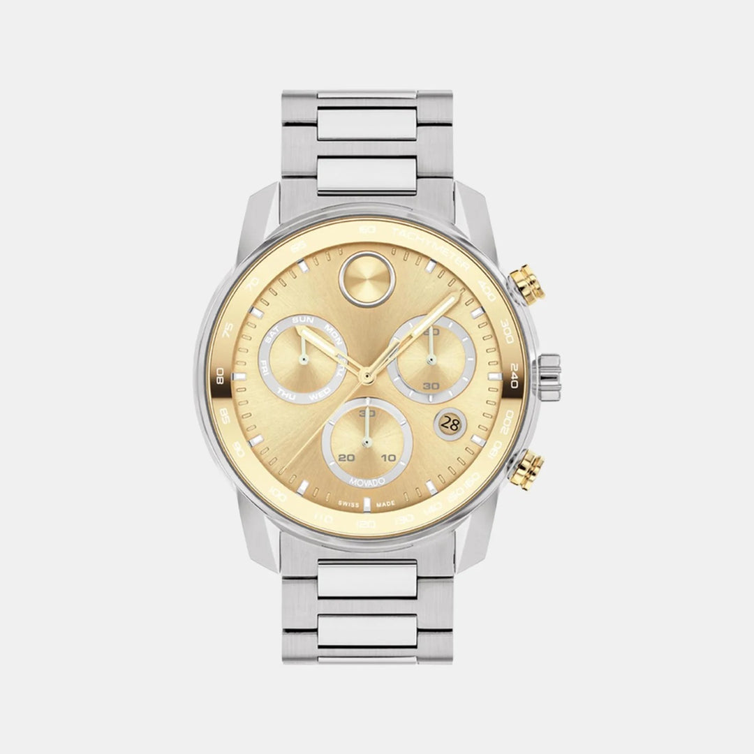 Movado Bold Verso 3600907 Men’s Gold Dial Stainless Steel Bracelet Quartz Chronograph Watch - 3600907