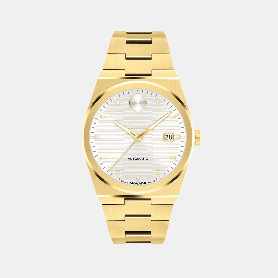 Movado Bold Quest 3600943 Men’s White Dual-Texture Dial Stainless Steel Integrated Bracelet Automatic Watch - 3600943