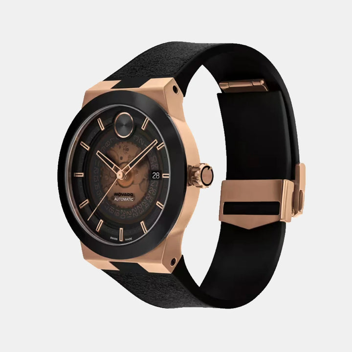 Movado Bold 3600947 Men’s Transparent Dial Brown Leather Strap Automatic Watch - 3600947