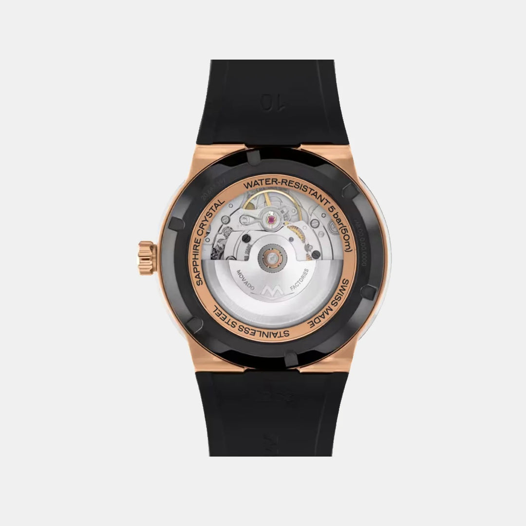 Movado Bold 3600947 Men’s Transparent Dial Brown Leather Strap Automatic Watch - 3600947