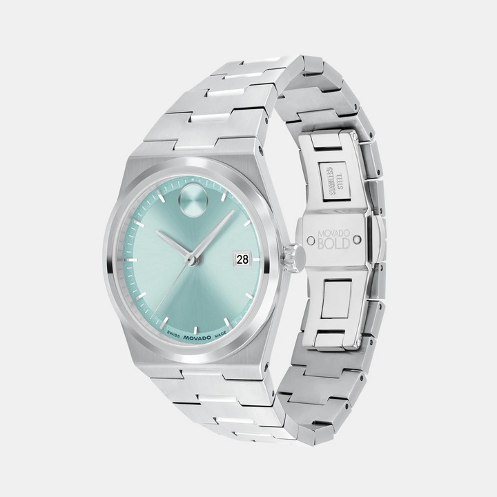 Movado Bold Quest 3601186 Women’s Blue Dial Stainless Steel Bracelet Quartz Date Watch - 3601186