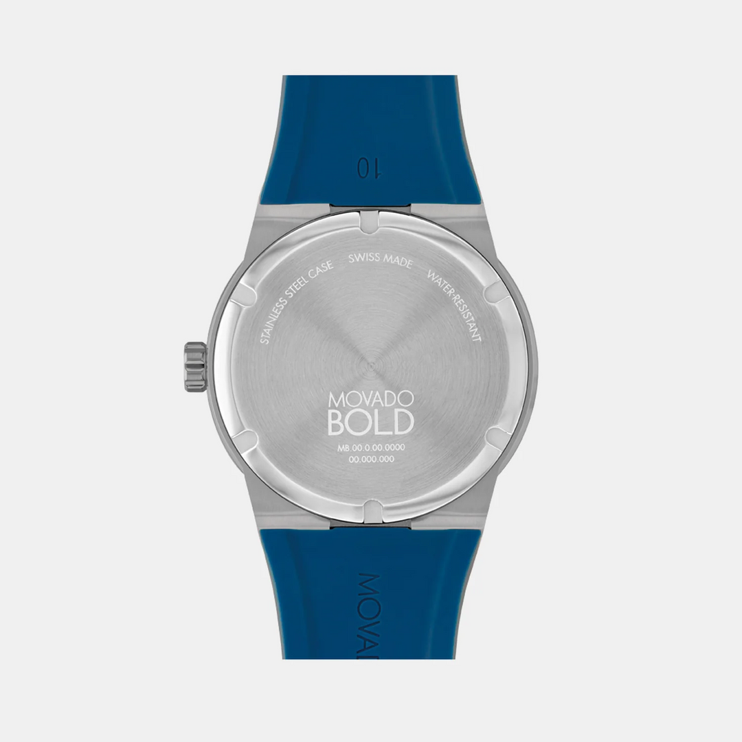 Movado Bold Thin 3601192 Men’s Blue Dial Blue Silicone Strap Quartz Watch - 3601192