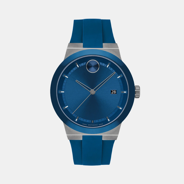 Movado Bold Thin 3601192 Men’s Blue Dial Blue Silicone Strap Quartz Watch - 3601192