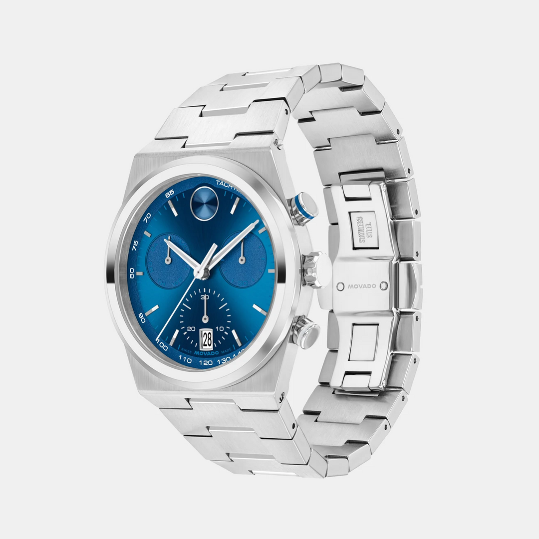 Movado Bold 3601199 Men’s Blue Dial Stainless Steel Bracelet Quartz Chronograph Watch - 3601199