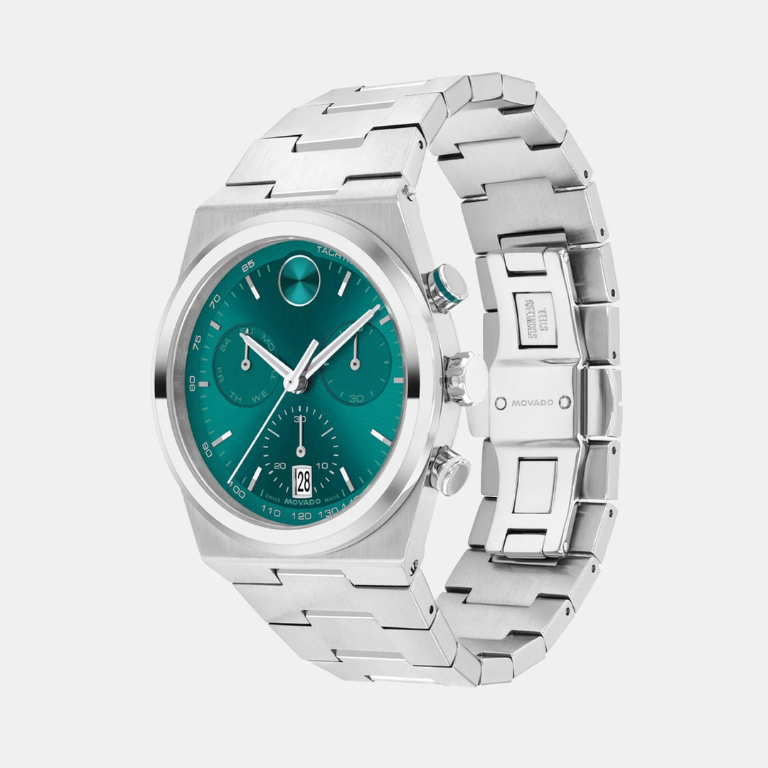 Movado Bold Quest 3601200 Men’s Green Dial Stainless Steel Bracelet Quartz Chronograph Watch - 3601200