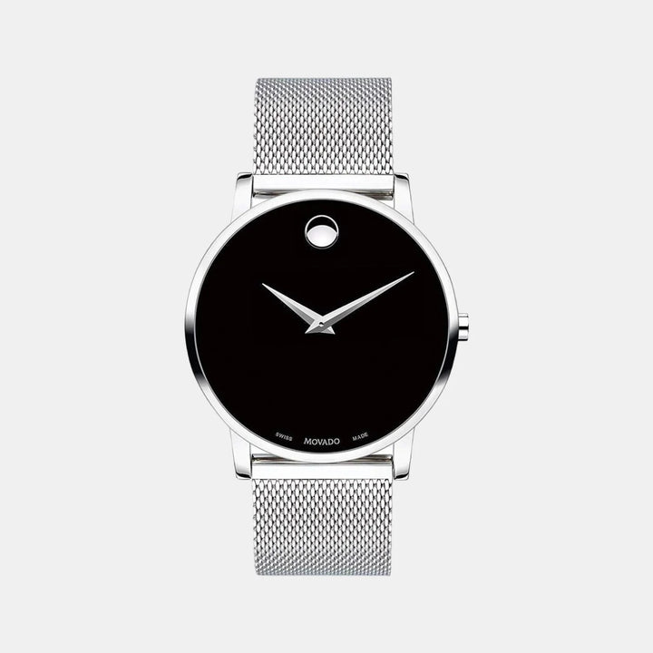 Movado Museum 607219 Classic Men 40mm Black Dial Silver Stainless Steel Mesh Bracelet Swiss Quartz Watch