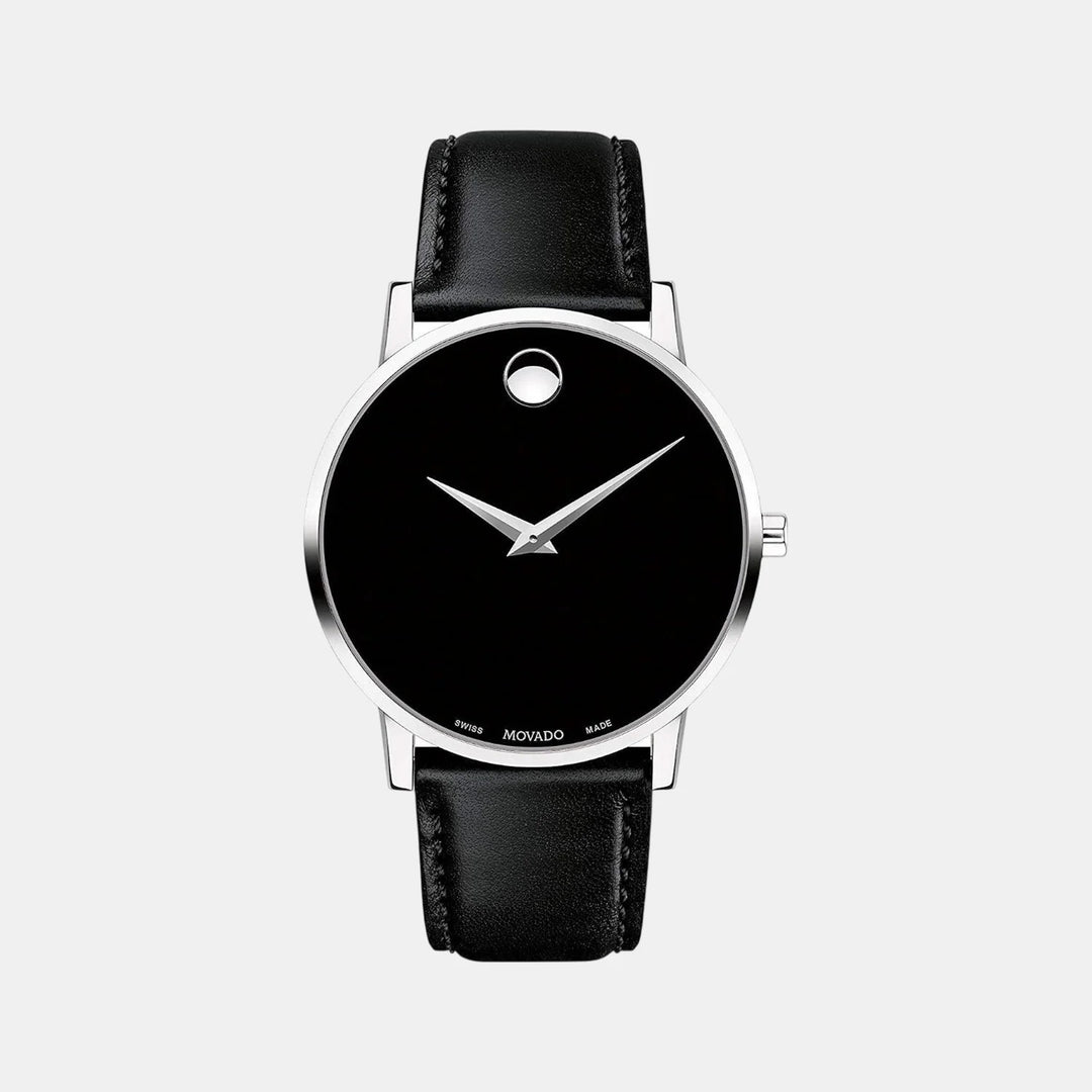 Movado Museum 607269 Classic Men 40mm Black Dial Black Calfskin Leather Strap Swiss Quartz Watch