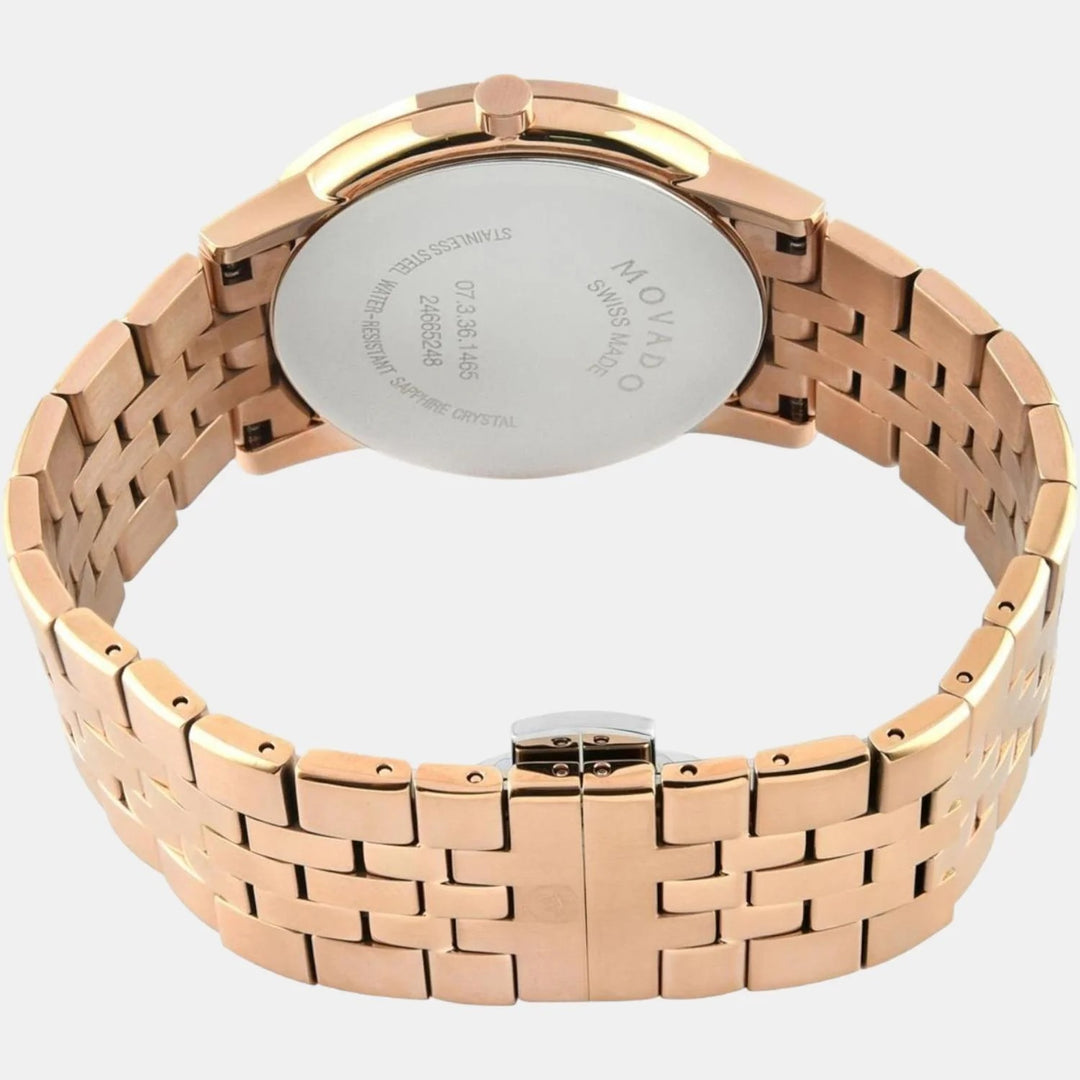 Movado Museum 607354 Classic Women 28mm Blue Mother of Pearl Dial Rose Gold PVD Stainless Steel Bracelet Quartz Watch