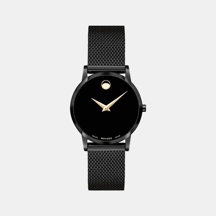 Movado Museum 607493 Classic Women 28mm Black Dial Black PVD Stainless Steel Mesh Bracelet Swiss Quartz Watch