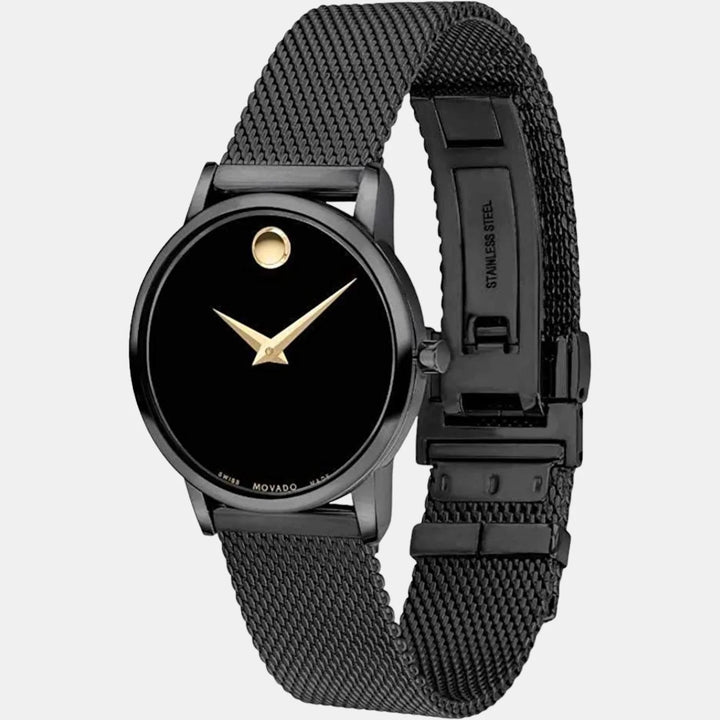 Movado Museum 607493 Classic Women 28mm Black Dial Black PVD Stainless Steel Mesh Bracelet Swiss Quartz Watch