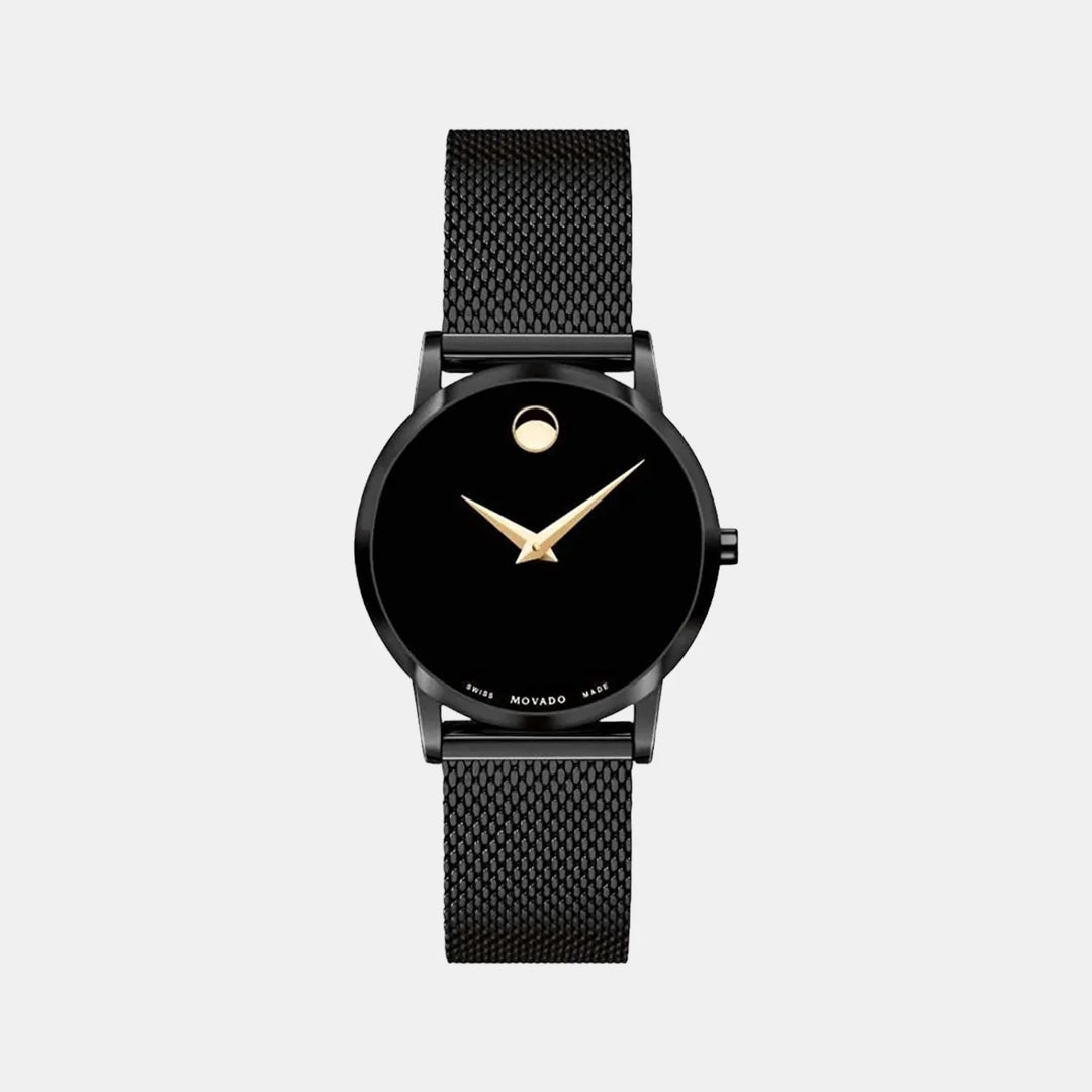 Movado Museum 607493 Classic Women 28mm Black Dial Black PVD Stainless Steel Mesh Bracelet Swiss Quartz Watch
