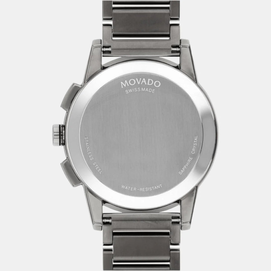 Movado Museum 607624 Sport Men 43mm Blue Chronograph Dial Grey Gunmetal PVD Stainless Steel Bracelet Quartz Chronograph Watch