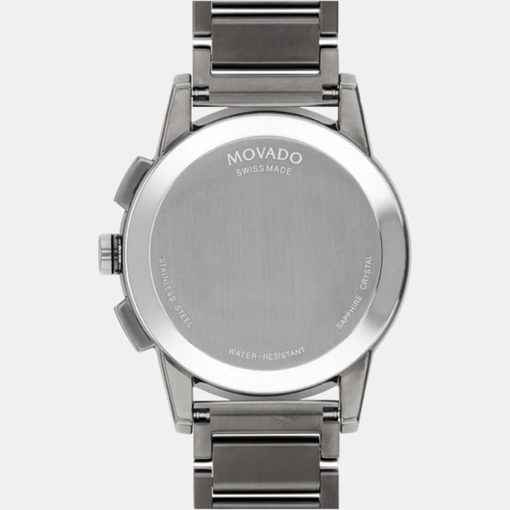 Movado Museum 607624 Sport Men 43mm Blue Chronograph Dial Grey Gunmetal PVD Stainless Steel Bracelet Quartz Chronograph Watch
