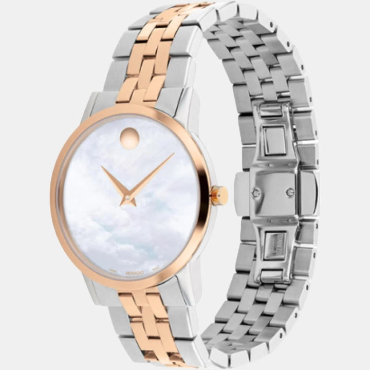 Movado Museum 607629 Classic Women 32 mm White Mother of Pearl Dial Two Tone Stainless Steel Bracelet Swiss Quartz Watch