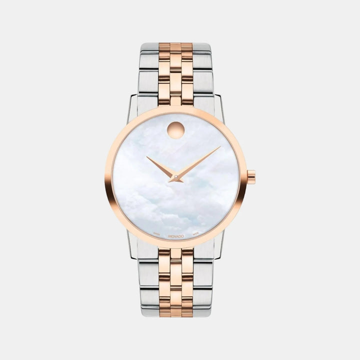 Movado Museum 607629 Classic Women 32 mm White Mother of Pearl Dial Two Tone Stainless Steel Bracelet Swiss Quartz Watch