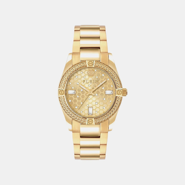 Philipp Plein Plein Icon Chain Women 36mm Quartz Champagne Dial Yellow Gold Stainless Steel Watch PW1FA0425