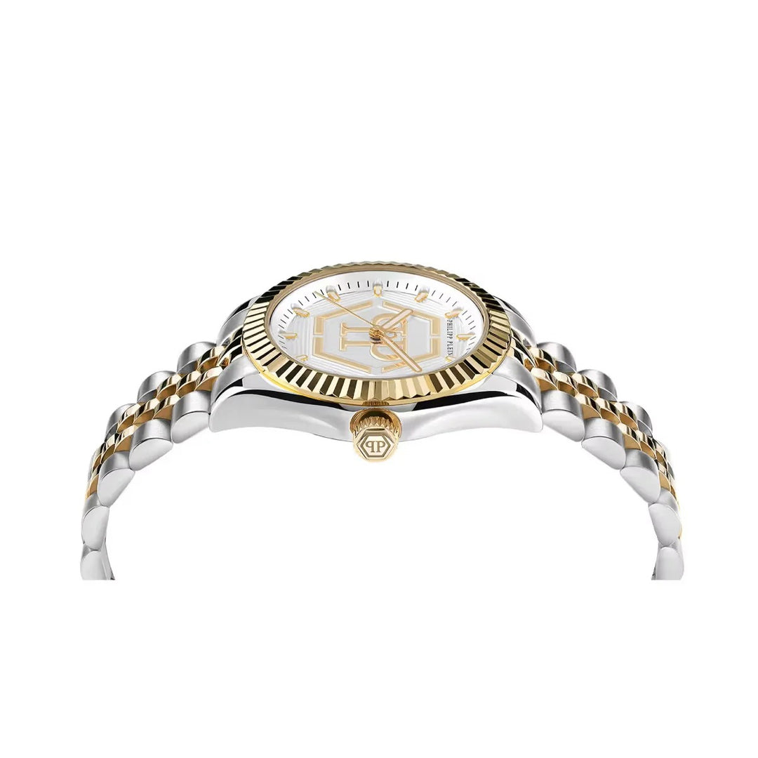 Philipp Plein Street Couture Women 38mm Quartz Silver Dial Two-Tone Gold Silver Stainless Steel Watch PW2BA0323