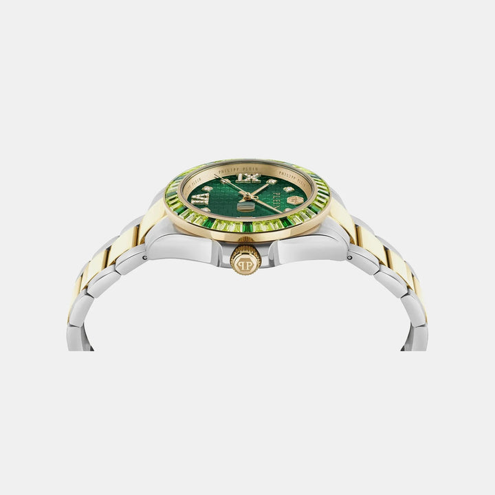 Philipp Plein Lady Empire Women 39mm Quartz Green Dial Dual Tone Stainless Steel Watch PW2FA0225
