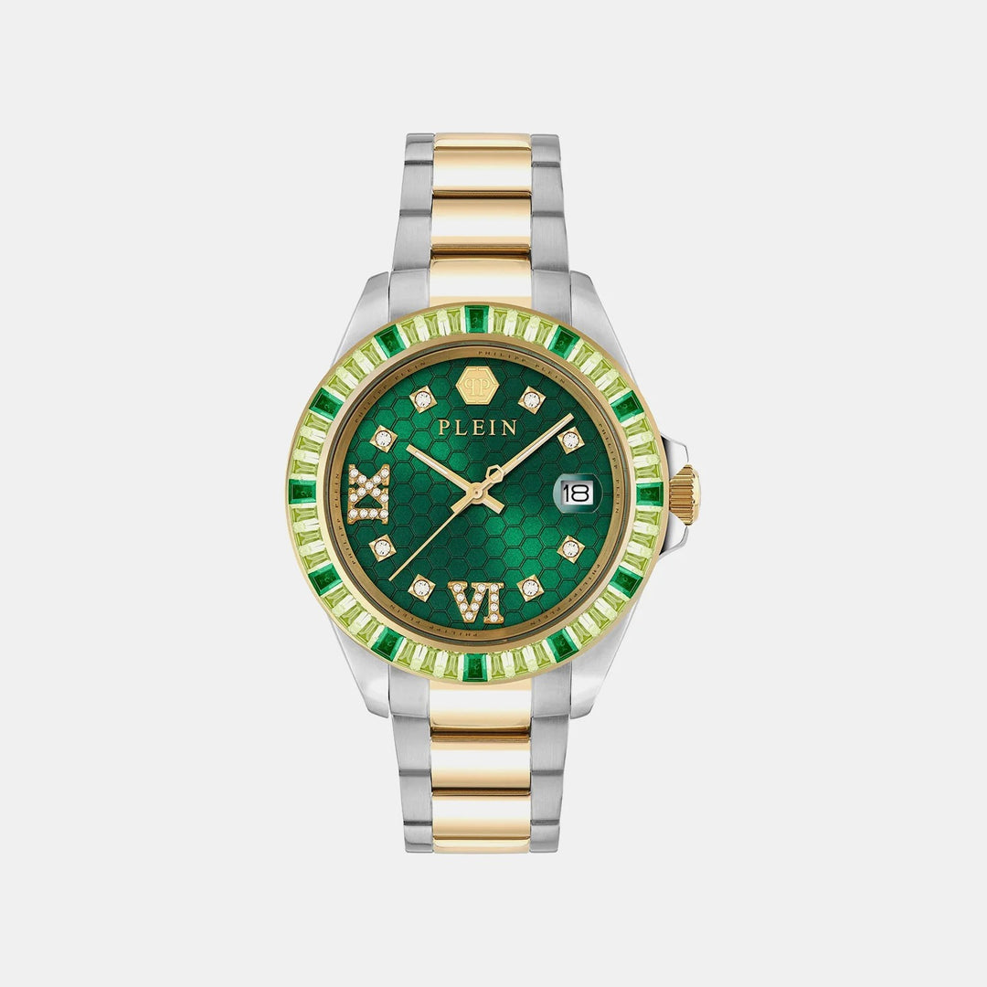 Philipp Plein Lady Empire Women 39mm Quartz Green Dial Dual Tone Stainless Steel Watch PW2FA0225