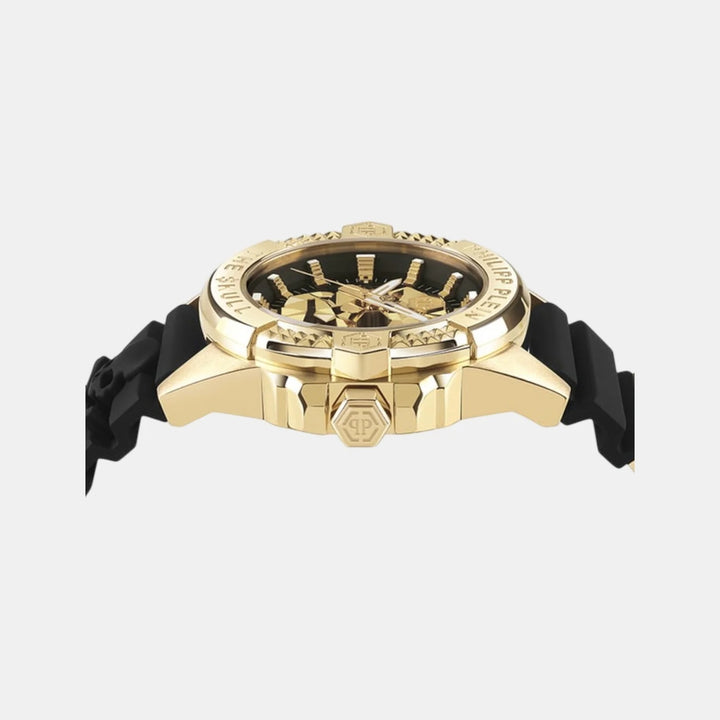 Philipp Plein The Skeleton Men 44mm Automatic Black Dial Black Silicone Strap Watch PWBAA0221
