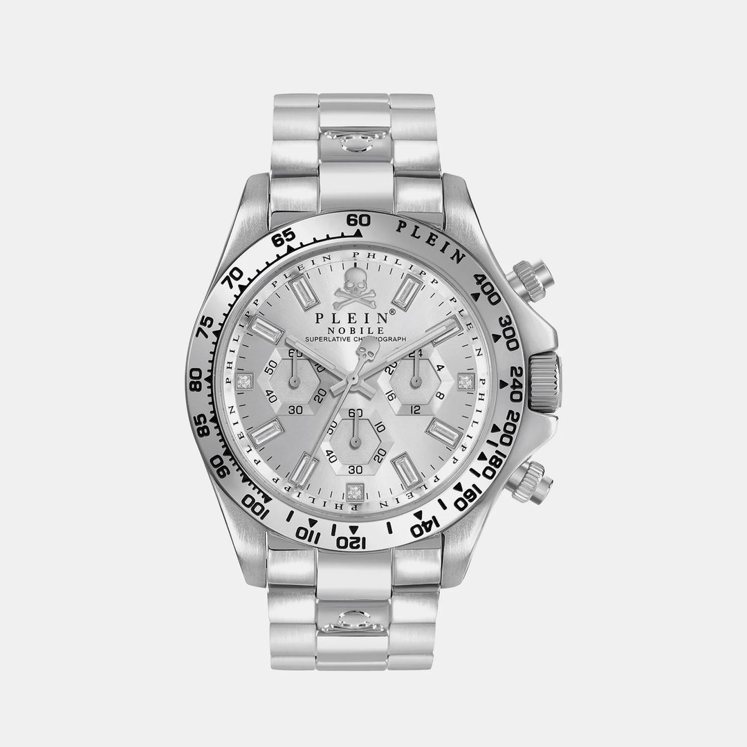 Philipp Plein Nobile Men 43mm Quartz White Dial Silver Stainless Steel Bracelet Watch PWCAA0321