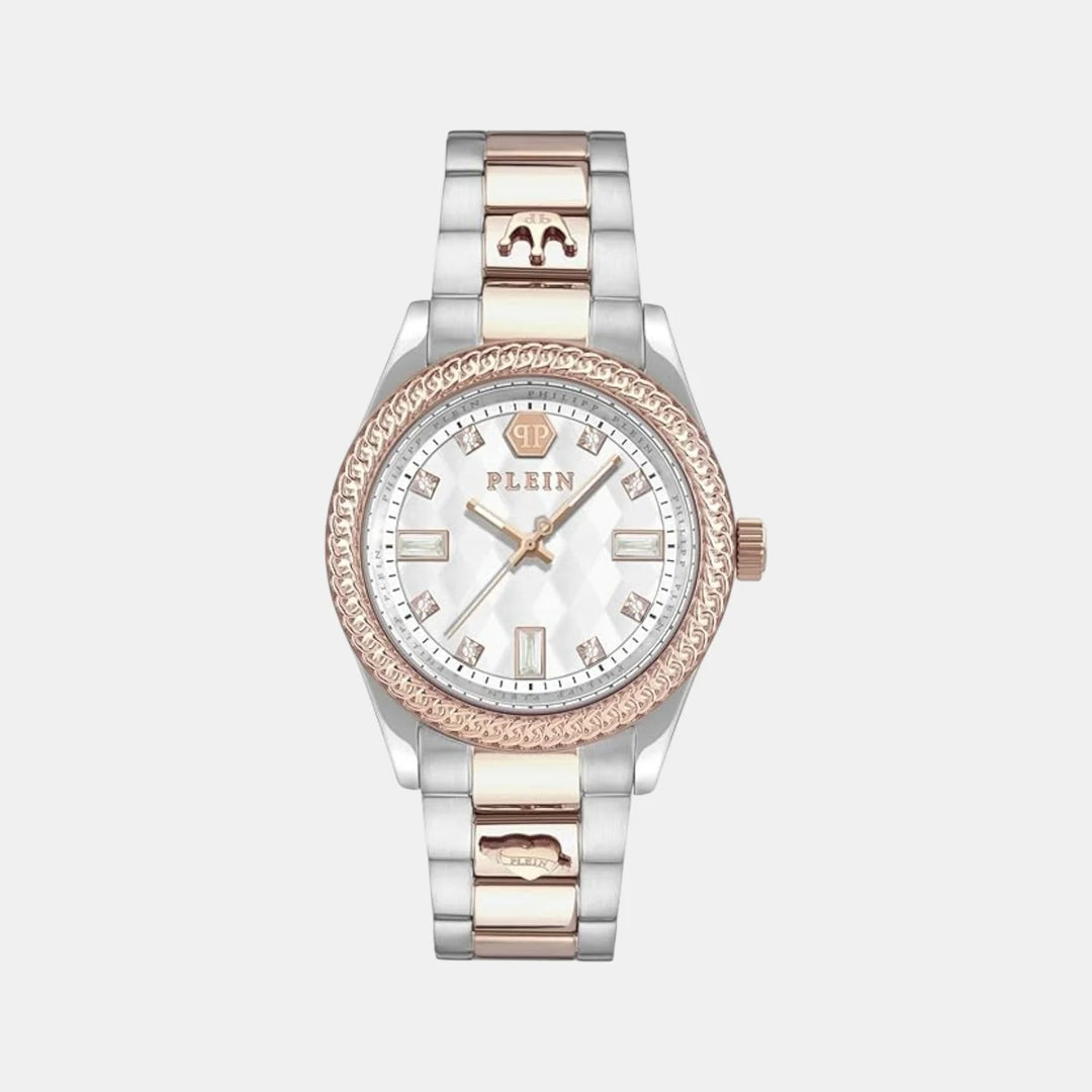 Philipp Plein Queen Women 44mm Automatic White Silver Dial Two-Tone Stainless Steel Watch PWCDA0724