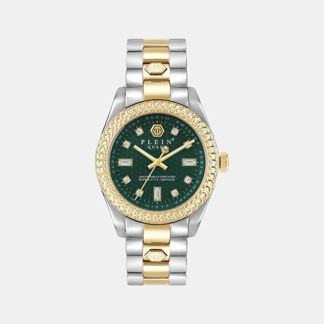 Philipp Plein Queen Women 36mm Quartz Green Dial Two-Tone Stainless Steel Watch PWDAA0421