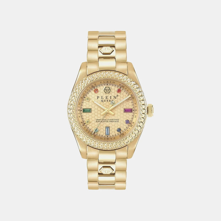 Philipp Plein Queen Women 36mm Quartz Gold Dial Stainless Steel Bracelet Watch PWDAA0721