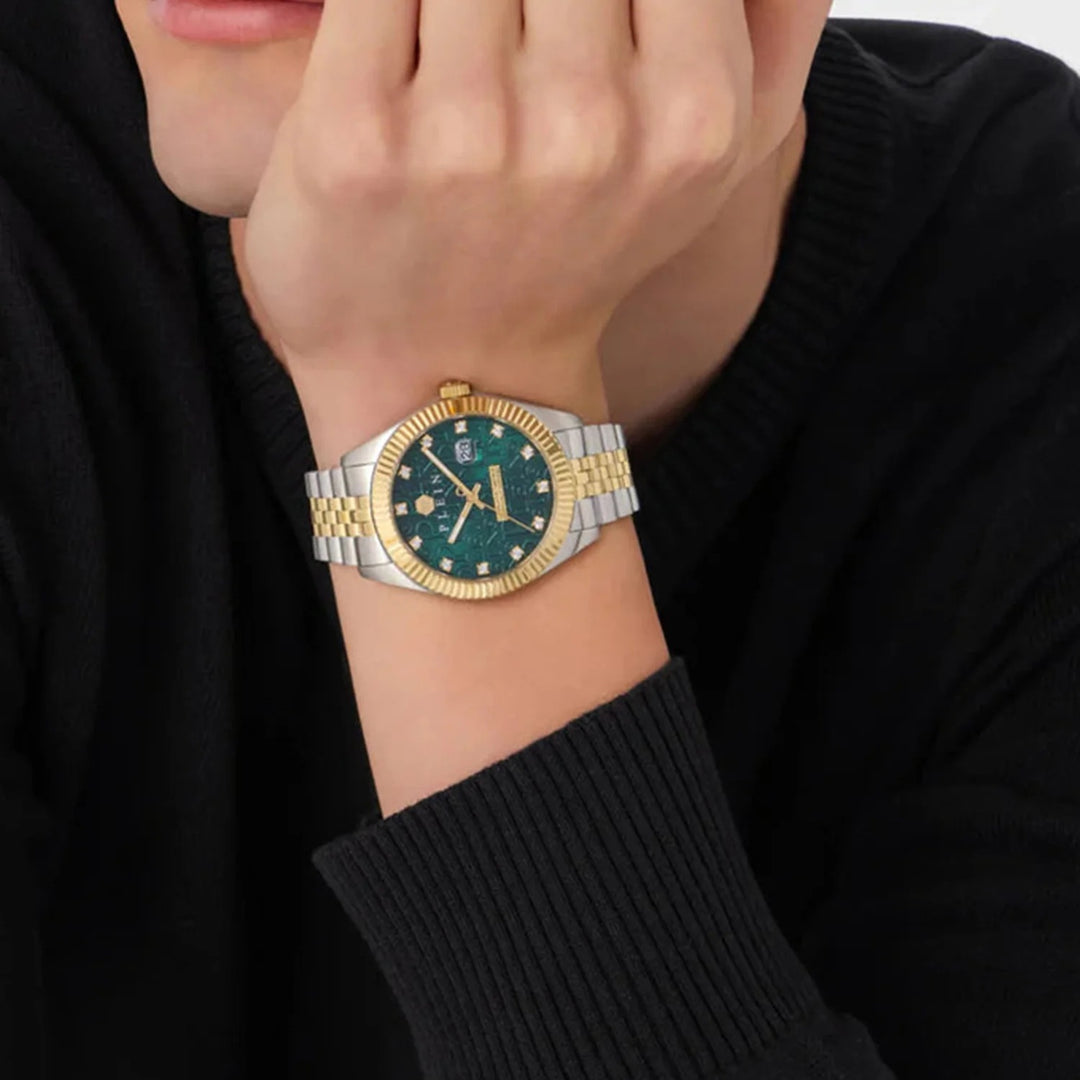 Philipp Plein MFA-NEW SUPERLATIVE Men 40mm Quartz Green Dial Two-Tone Stainless Steel Bracelet Watch PWMFA0325