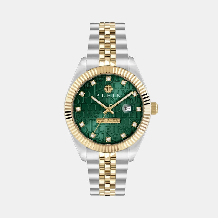 Philipp Plein MFA-NEW SUPERLATIVE Men 40mm Quartz Green Dial Two-Tone Stainless Steel Bracelet Watch PWMFA0325