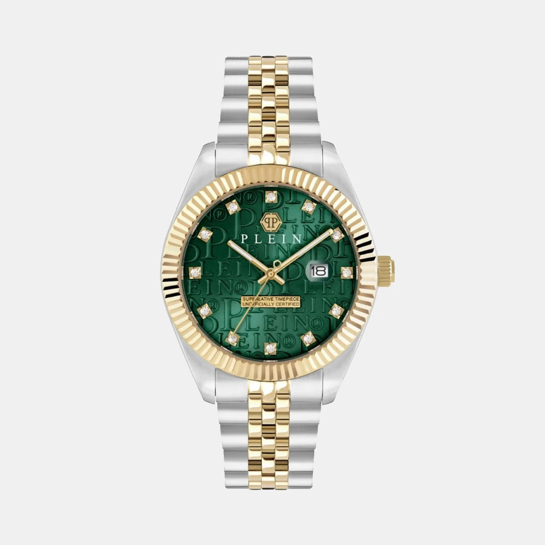 Philipp Plein MFA-NEW SUPERLATIVE Men 40mm Quartz Green Dial Two-Tone Stainless Steel Bracelet Watch PWMFA0325