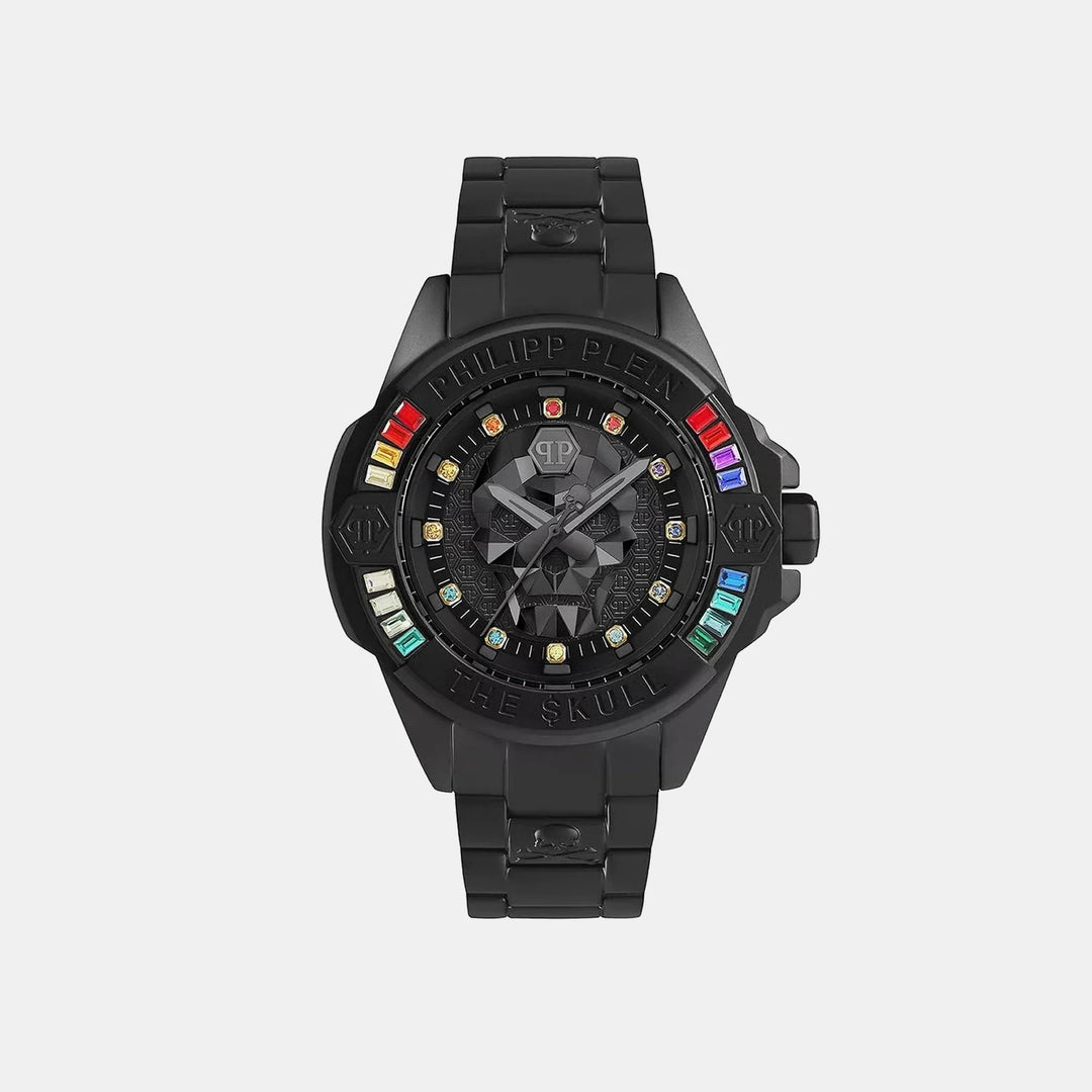 Philipp Plein The Skull Unisex 41mm Quartz Black Dial Black Stainless Steel Bracelet Watch PWNAA0522
