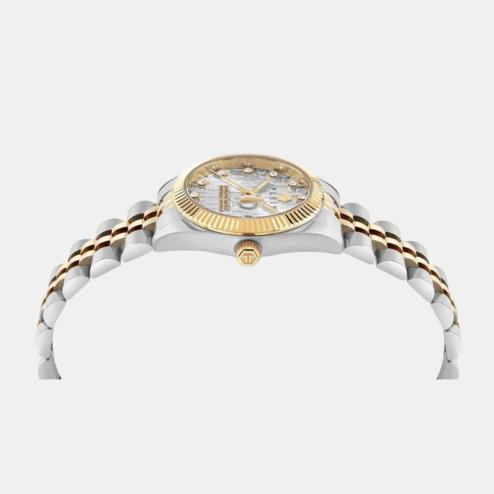 Philipp Plein Date Superlative Women 28mm Quartz Taupe Dial Multicolour Stainless Steel Bracelet Watch PWNFA0425
